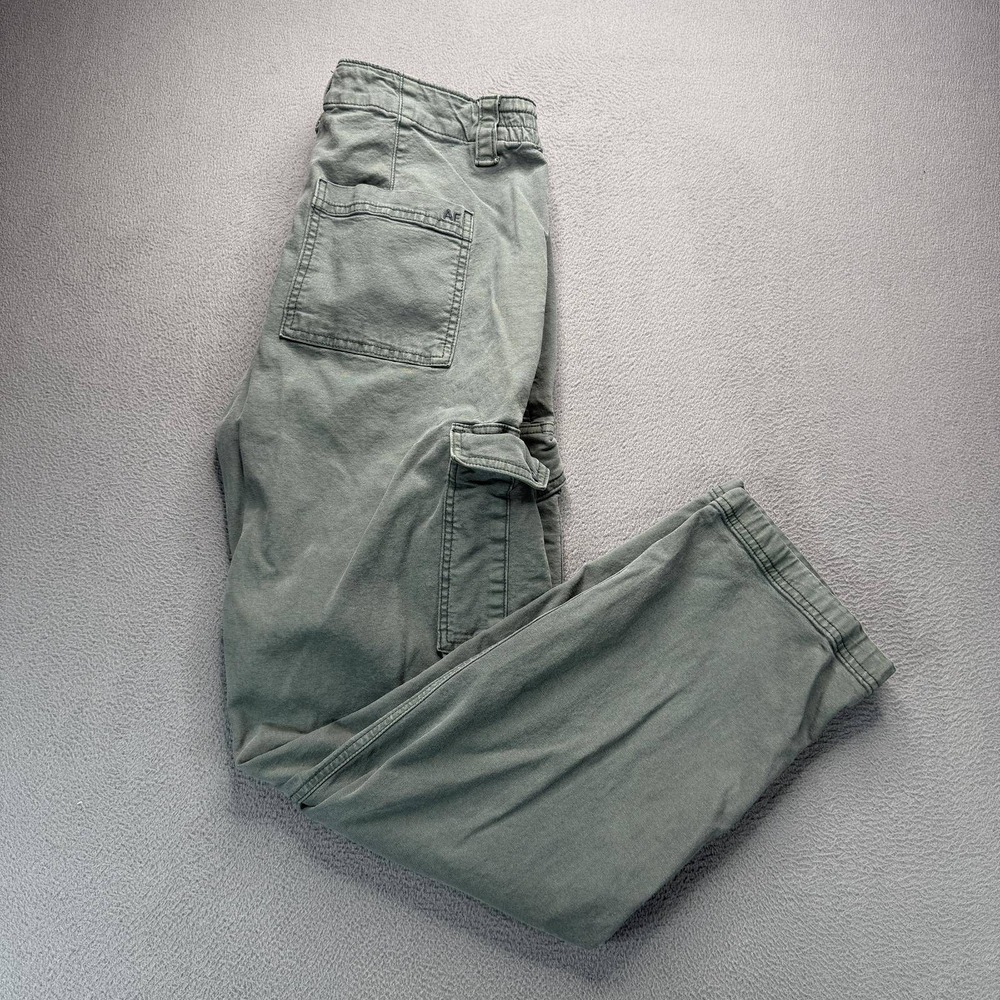 American Eagle Stretch Cargo Pants Womens 8 Olive Green Cotton Blend Utility